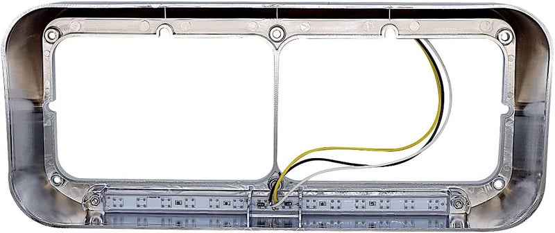 LEAVAN 2x Chrome Headlight Bezels 12" Amber LED Light with Visor 4x6 Light Strip Replacement for Kenworth T400 T600 T800 W900B W900L Peterbilt 378 379 Western Star 4900 Trucks (Clear Lens+Amber LED) - Image 5